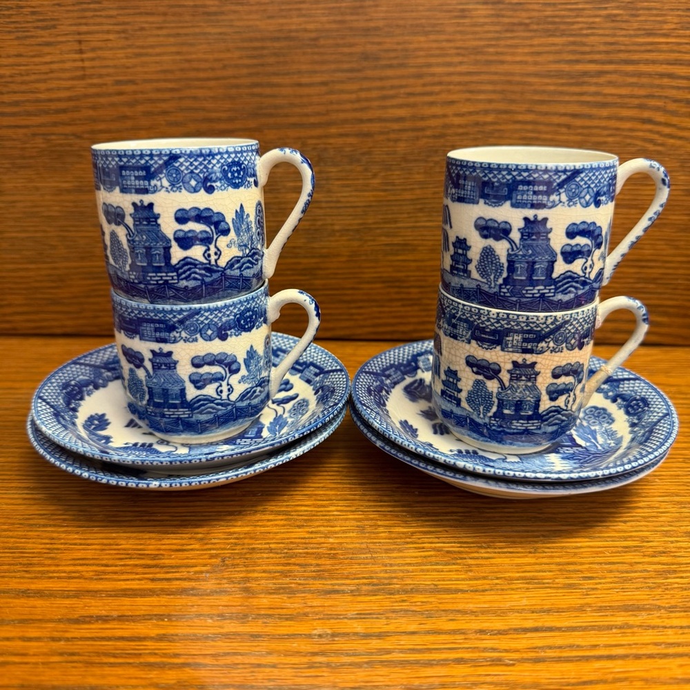 Vintage Classic Blue Willow Japan Espresso/Demitasse Set of 4